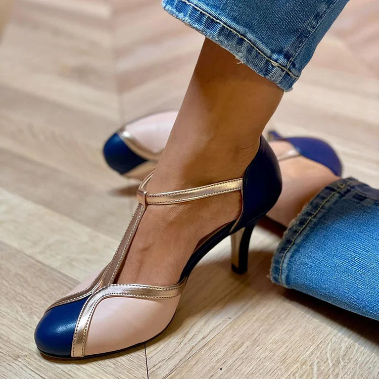 FELICIA | STILETTO HEELS WITH ROUND TOE AND T-STRAP