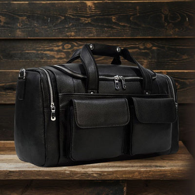 Charleroi™ | Black Leather Duffle Bag